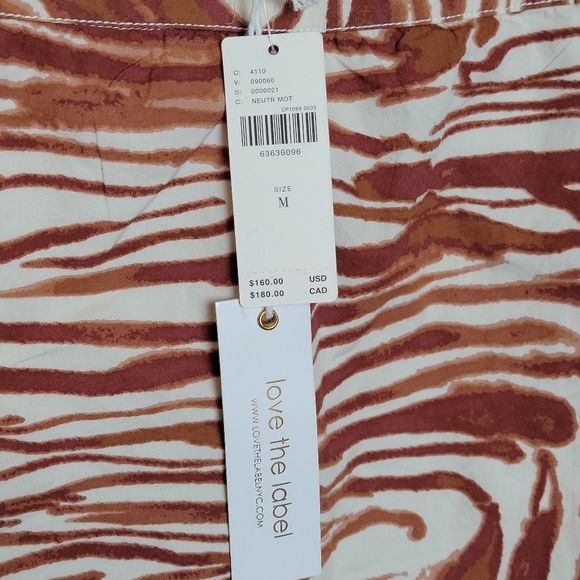 NWT Love the Label (Anthro) Smocked Puff Sleeve Blouse Brown Zebra Print - Picture 9 of 16